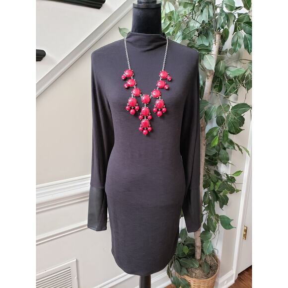 Express Sweater Dress Womens Small Black Stretch Long Sleeve Turtleneck Pullover - Picture 1 of 12